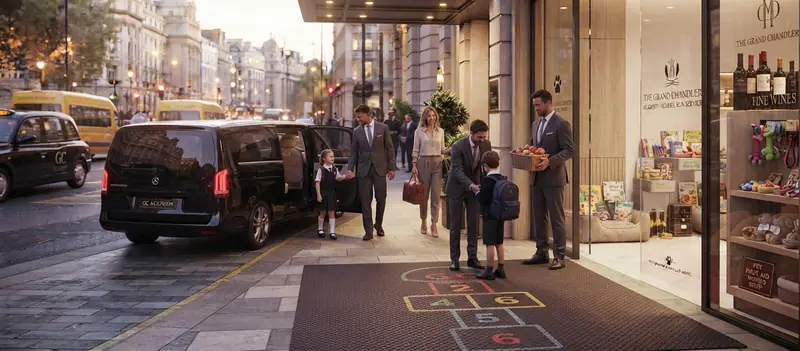 A driver escorting two children to their school car